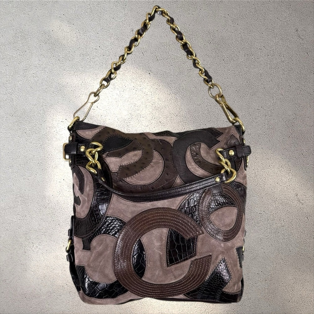 Y2K COACH ❀ LIMITED ED BROOKE #14340 INLAID C SUEDE TAUPE BROWN HOBO HANDBAG ❀ - Picture 6 of 8